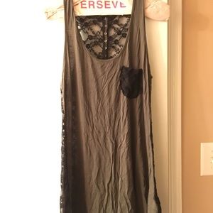 Army green, black laced back tank top